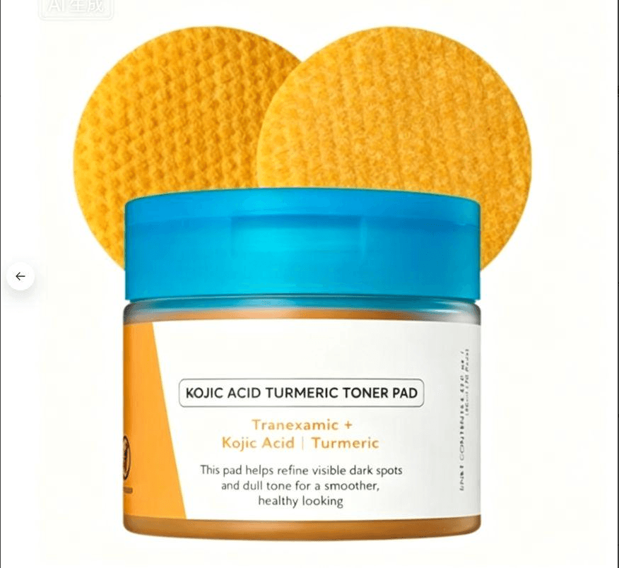 Kojic Acid Turmeric Toner Pads, Exfoliating Facial Cotton Pads