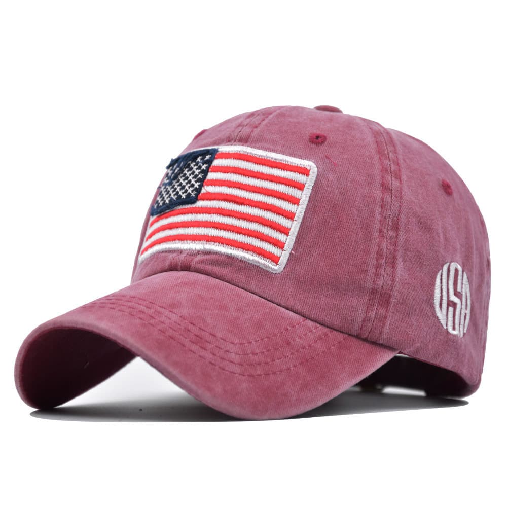 Men's Embroidered National Flag Water-washed Soft-brim Adjustable Anniversary Festival Celebration Casual Fashionable Baseball Cap For Daily