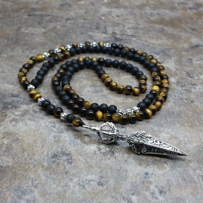 Mens Tiger Eye Pendant Rosary Necklace