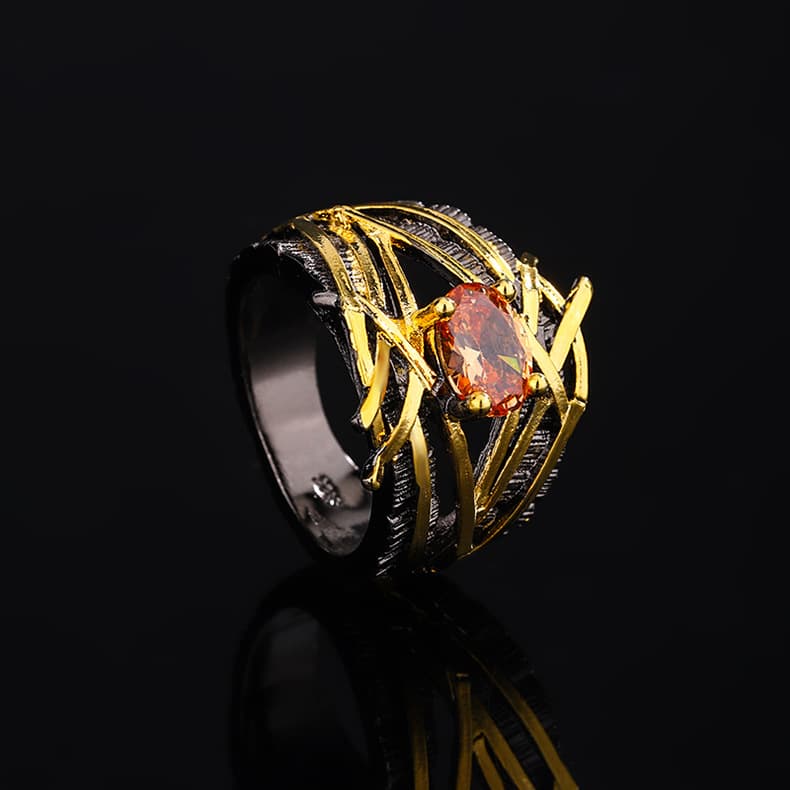 Vintage Irregular Geometric Zircon Ring For Women