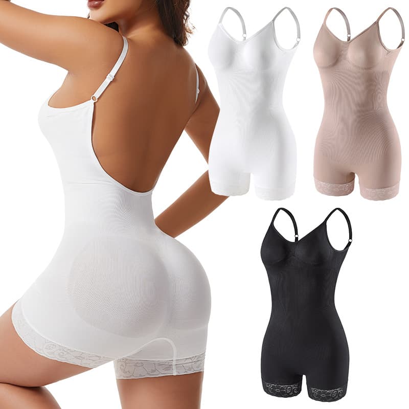 Womens Sexy Back Tummy-control Butt-lifting Camisole Bodysuit