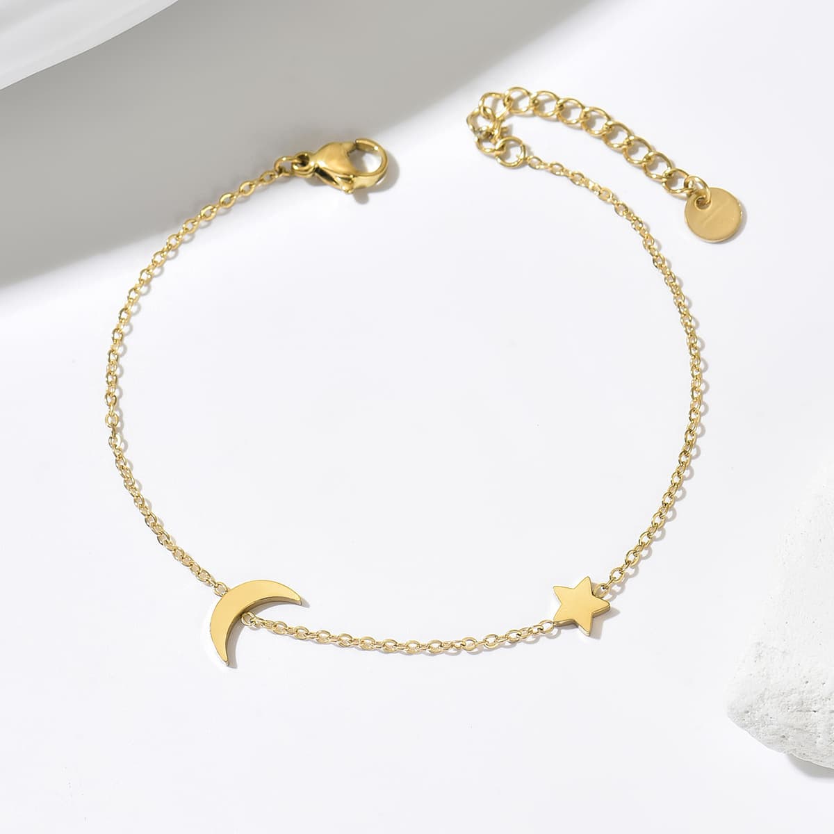 14k Gold Y-shaped Necklace And Polished Bracelet Set