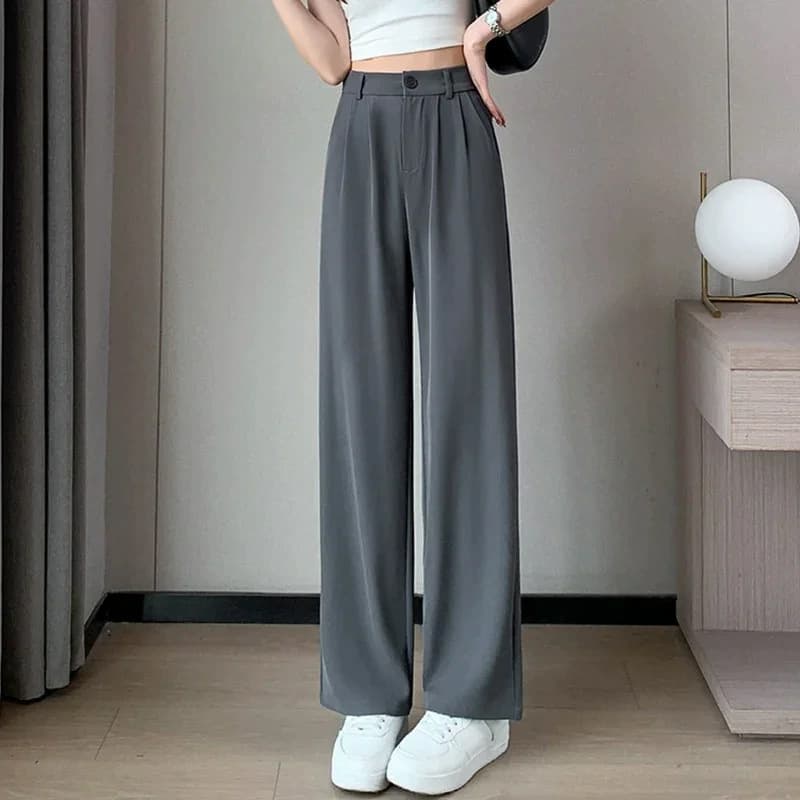 Draped High-waisted Wide-leg Versatile Casual Loose-fitting Trousers