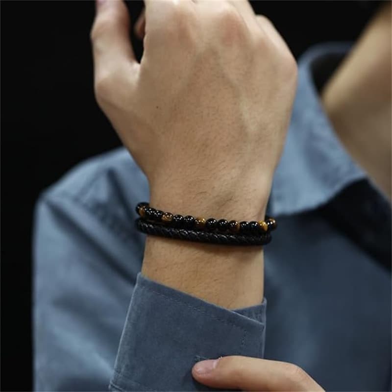 Multilayer Men's Leather Bracelet With Card – jewelry fashion