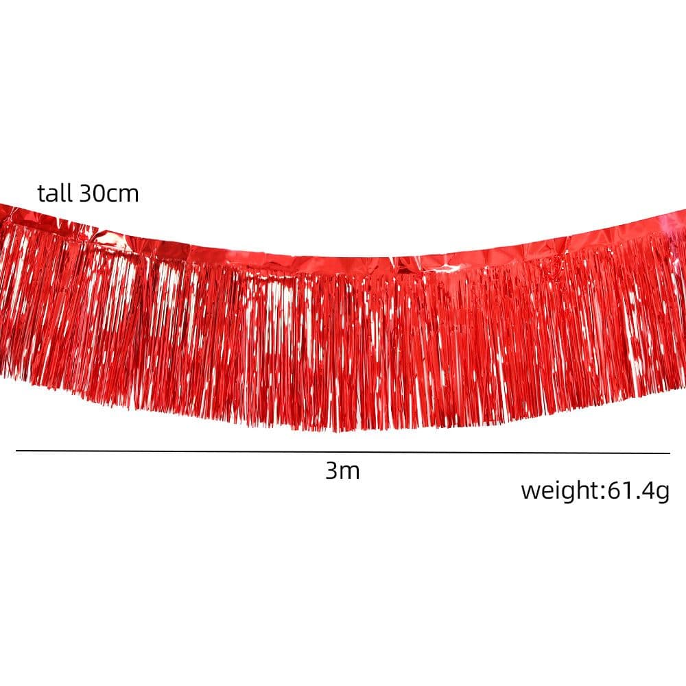 10 Pack 10 Feet Red Foil Fringe Garland Metallic Tassle Banner Wall Hanging Tinsel Streamers Backdrop For Parade Floats, Bachelorette, Weddi — alternate view
