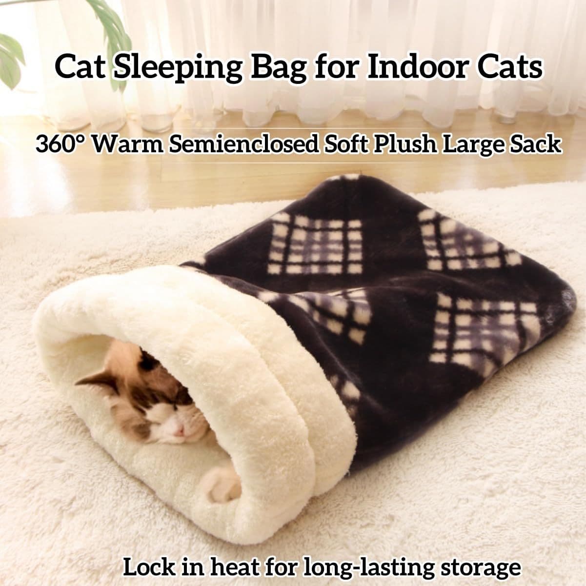 Cat Bed Cave Sleeping Bag, Pet Mat Warming Pad Sack For Cats And Small Dog,burrowing Cozy Soft Comfortable Bed(for Small And Medium Cats) — alternate view