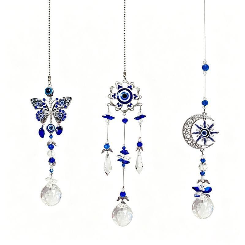 Blue Demon Eye Butterfly Crystal Pendant 3
