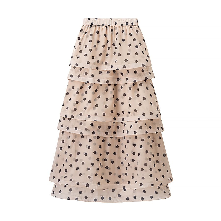 Chiffon Ruffle Edge Polka Dot Cake Skirt For Women — alternate view