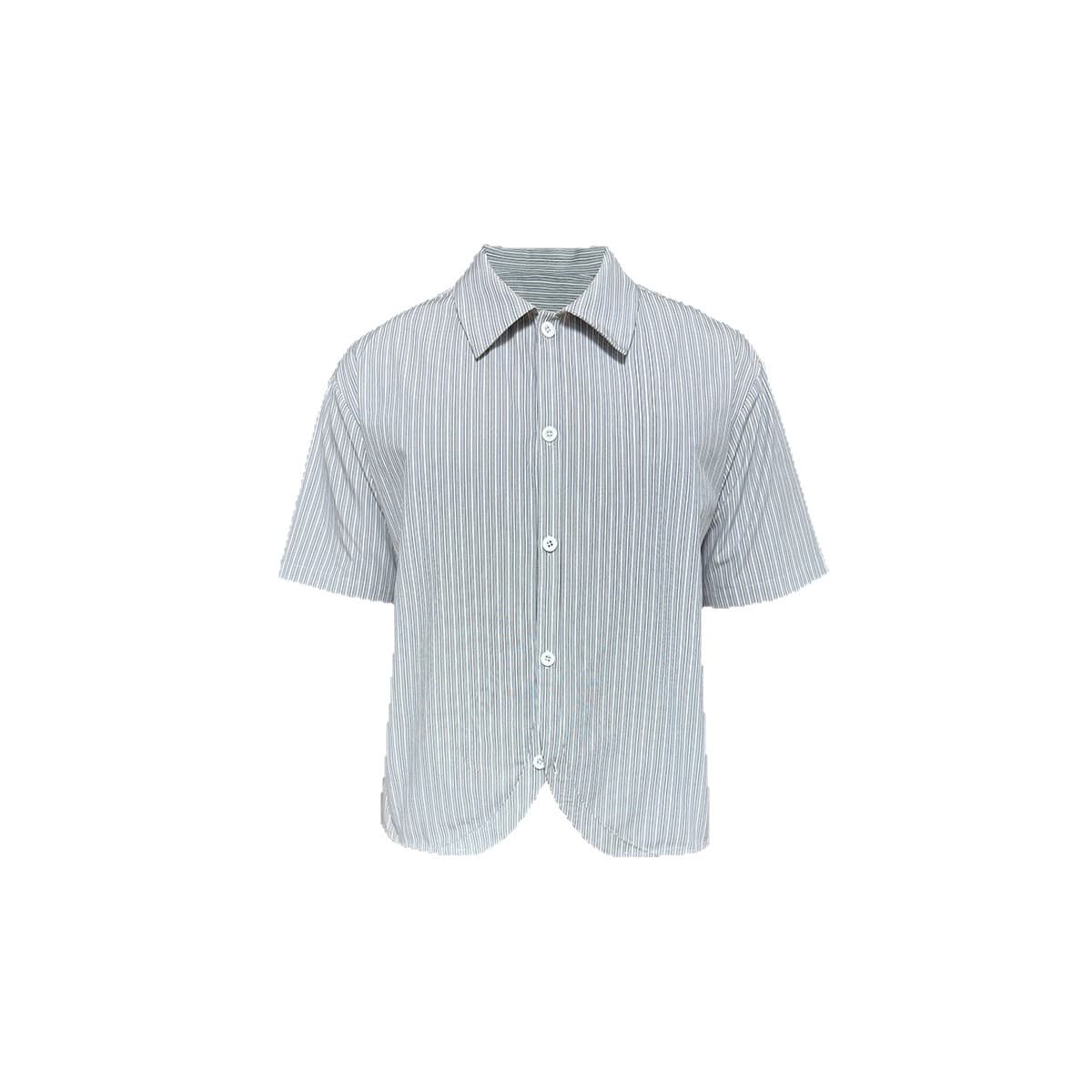 Curved Hem Striped Short Sleeve Shirt For Men
