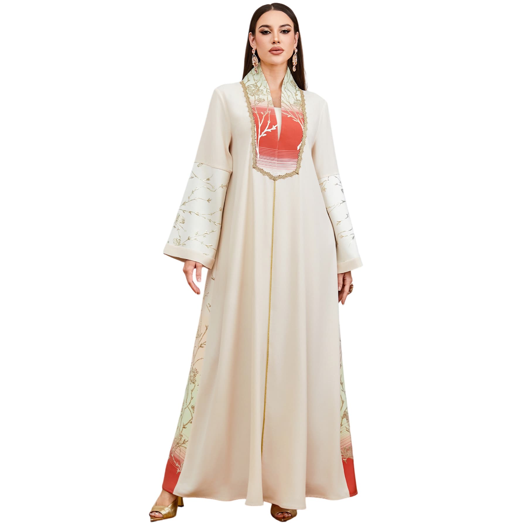 Embroidered Patchwork Loose Ethnic Style Long Sleeved Dress
