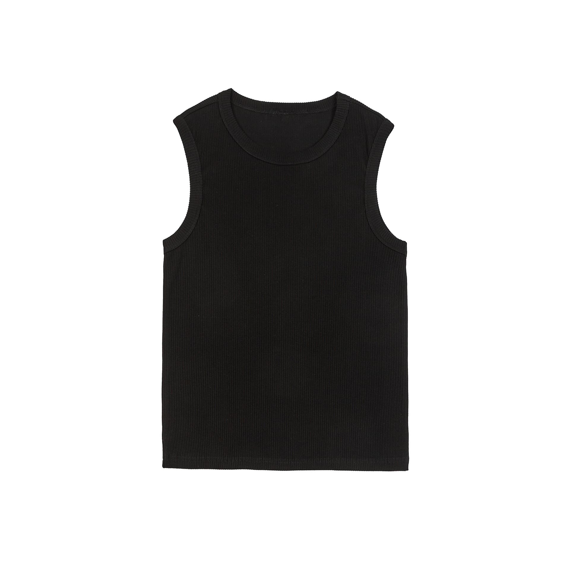 Basic Ribbed Tank Top Men Solid Color Loose Casual Top — alternate view