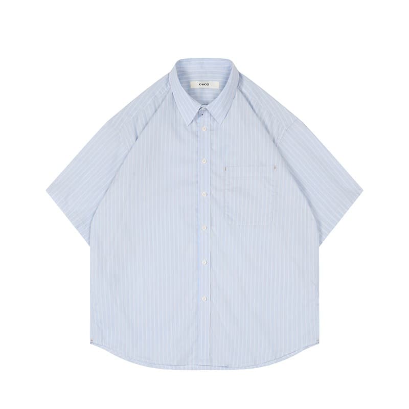 Commuter Striped Short Sleeve Shirt for Men, Relaxed Casual Layering Blouse