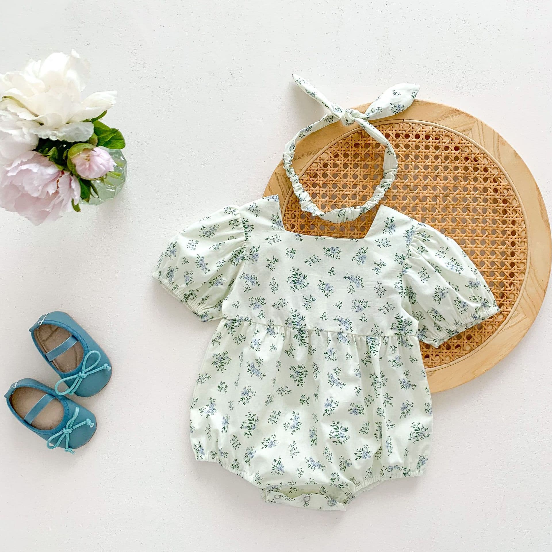 Baby Summer Lightweight Floral Romper For Girls, Adorable Newborn Outfit