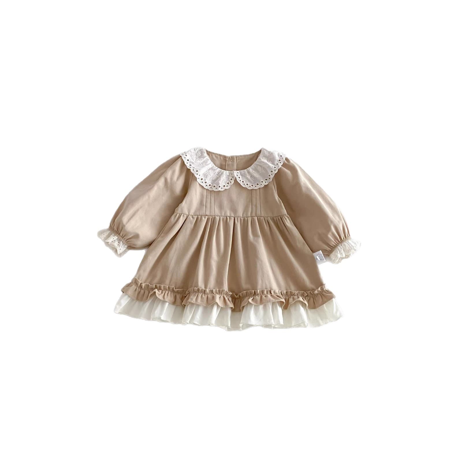 Girls' Long Sleeve Dress Spring Floral Trim Turn — alternate view
