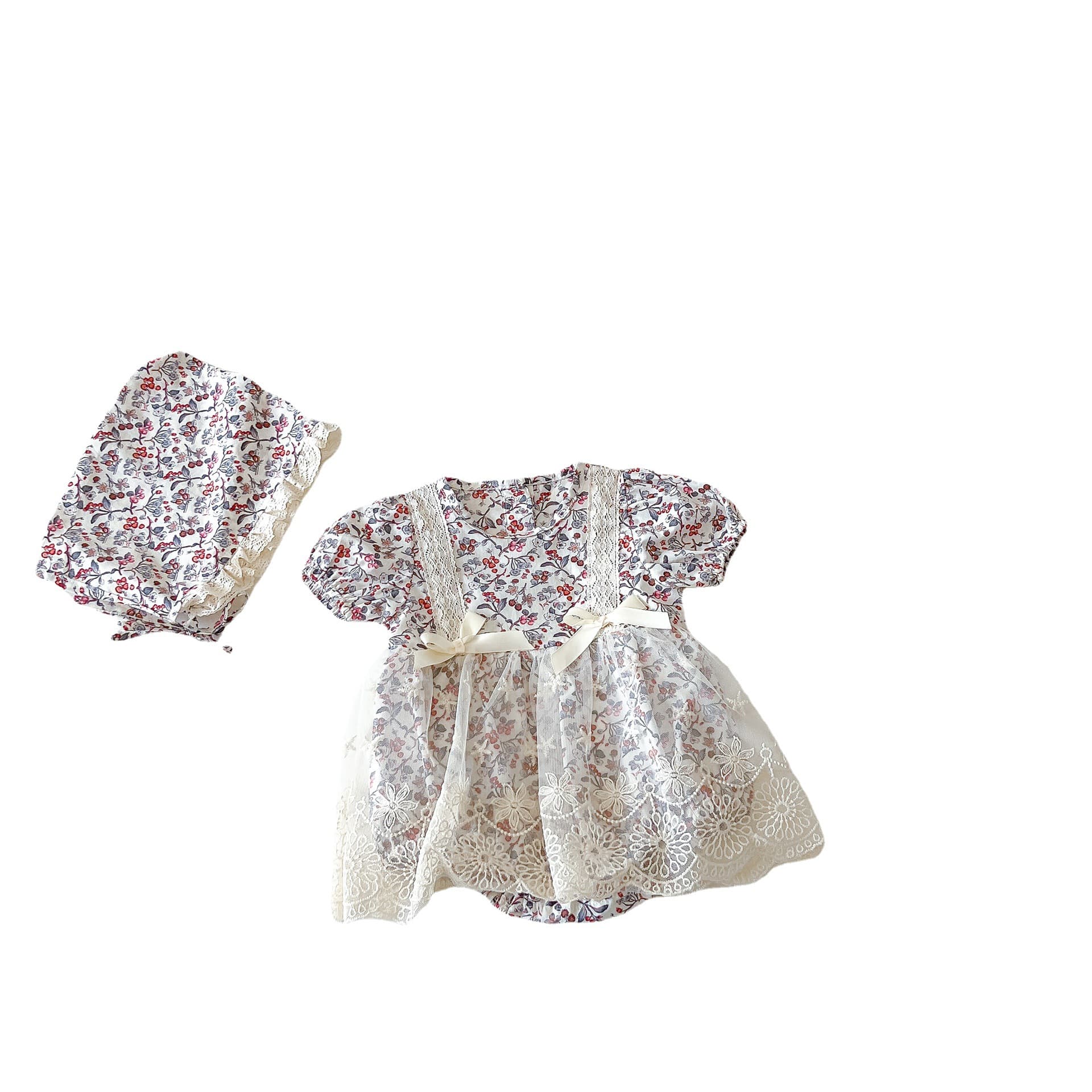 Baby Floral Outfit Newborn Clothes Short Sleeve Baby Girl Romperbirthday Summer Onesie Hooded — alternate view