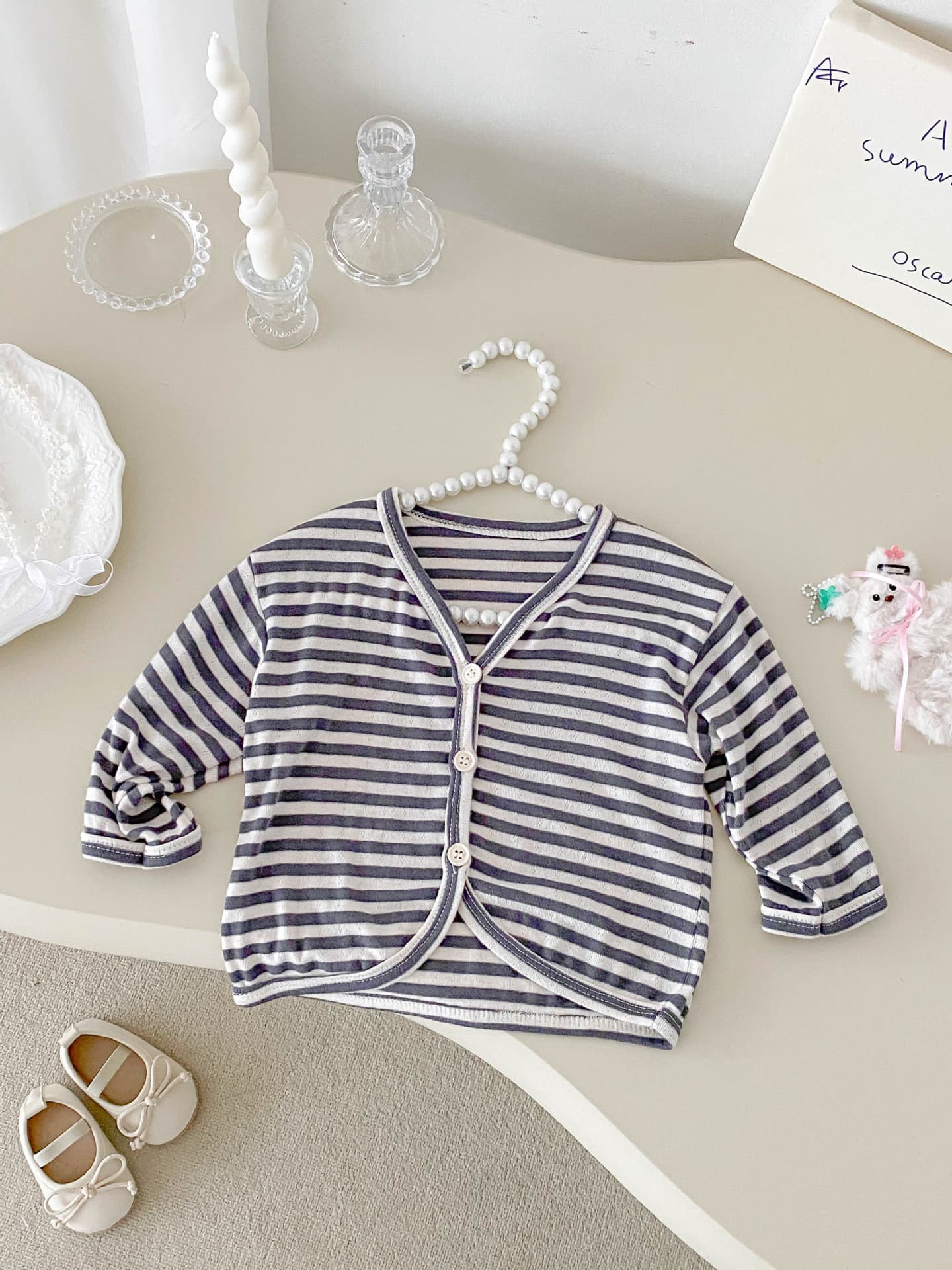 Baby Striped Air Conditioning Shirt Summer Lightweight Outerwear Fashionable Casual Clothes For Boys And Girls — alternate view