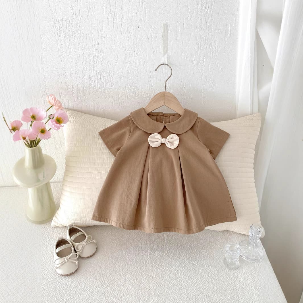 Children's Clothing Summer New Arrival Girl Baby Bow Cute Peter Pan Collar Princess Dress
