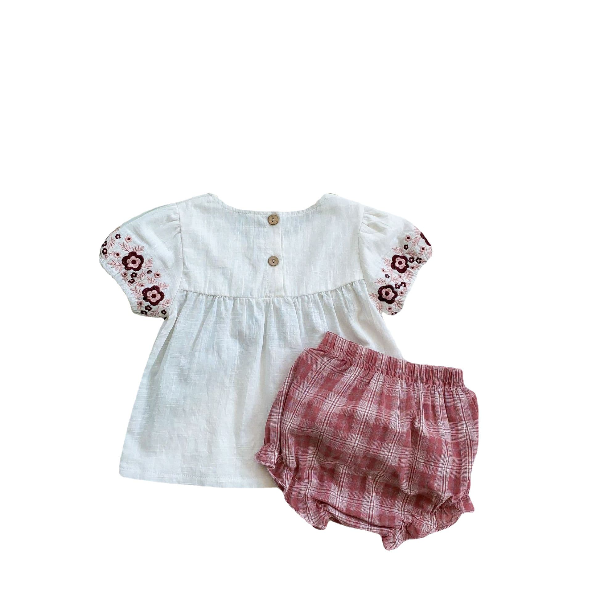 Baby Romper Girls Ethnic Style Outfit Kids Plaid Onesie Clothes Embroidered Summer — alternate view