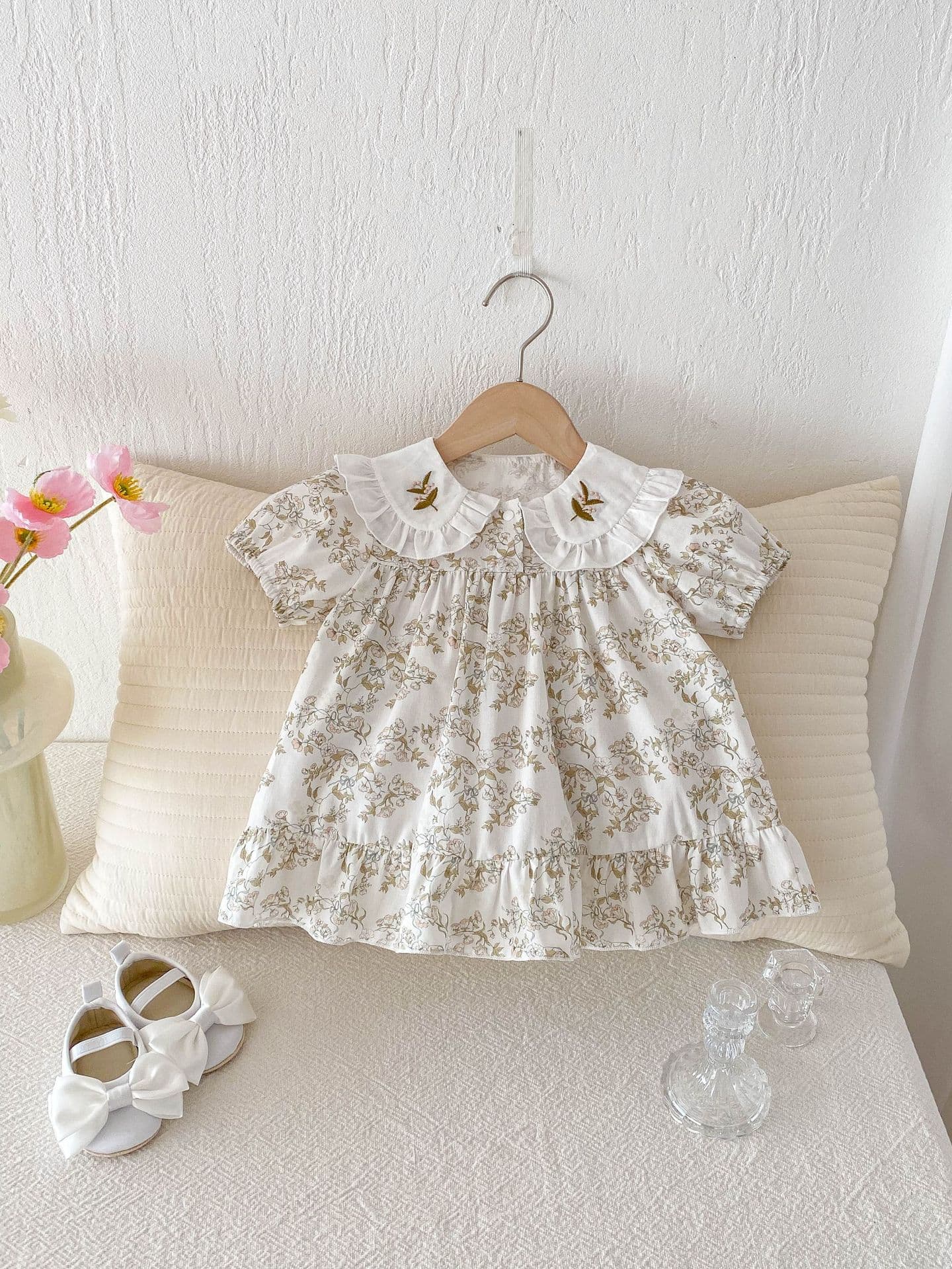 Baby Floral Short Sleeve Romper Dress Princess Style Outfit For Newborn Girls Fashion Cute Crawling Suit — alternate view