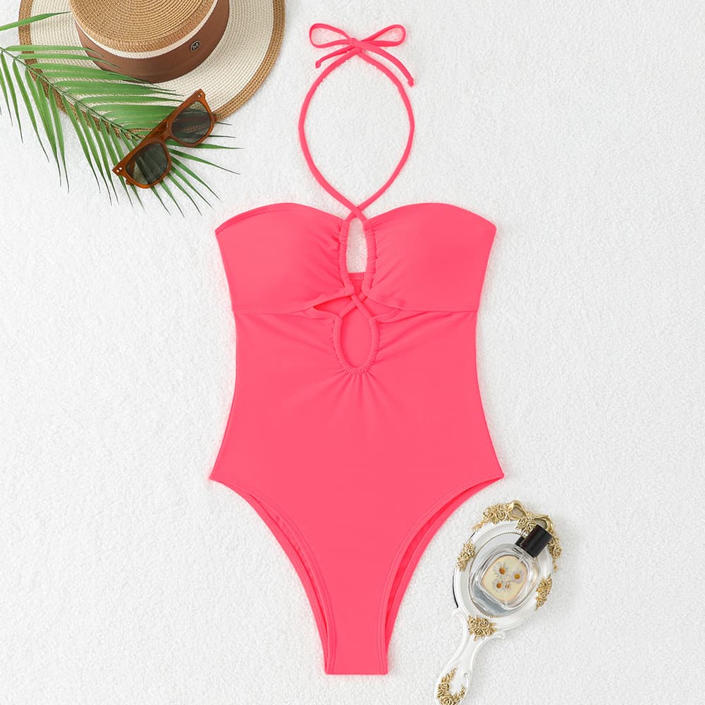 Conjoined Hollow Neck Hanging Triangle Beach Bikini — alternate view