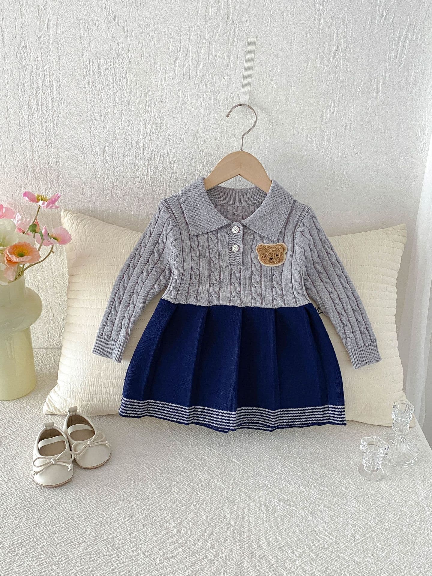 Charming Knitted Sweater Dress For Girls Spring Fashion, Long Sleeve, A — alternate view