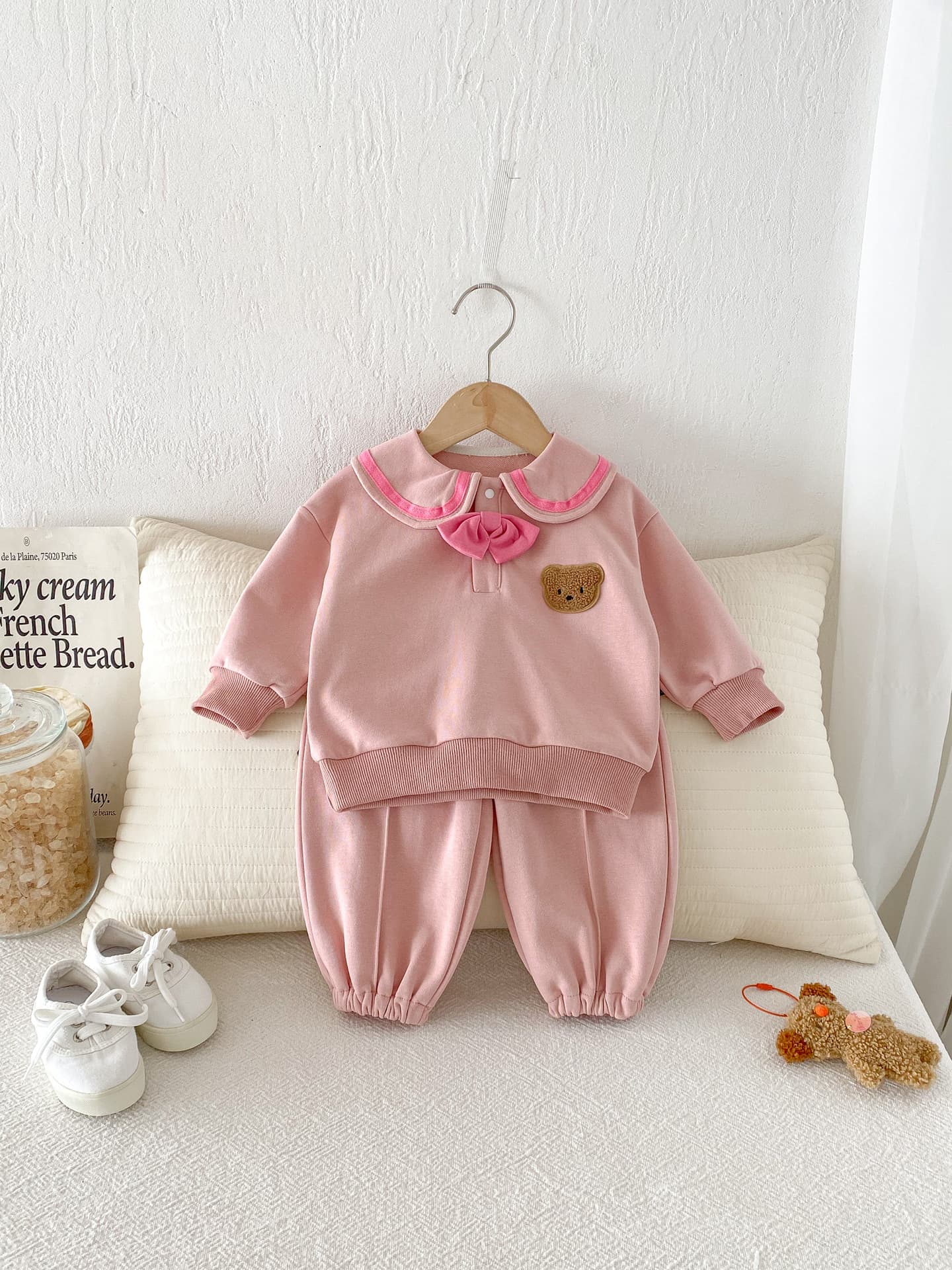 Bear Hoodie Long Sleeve Loose Stylish Short Skirt Brother And Sister Matching Outfit For Boys And Girls