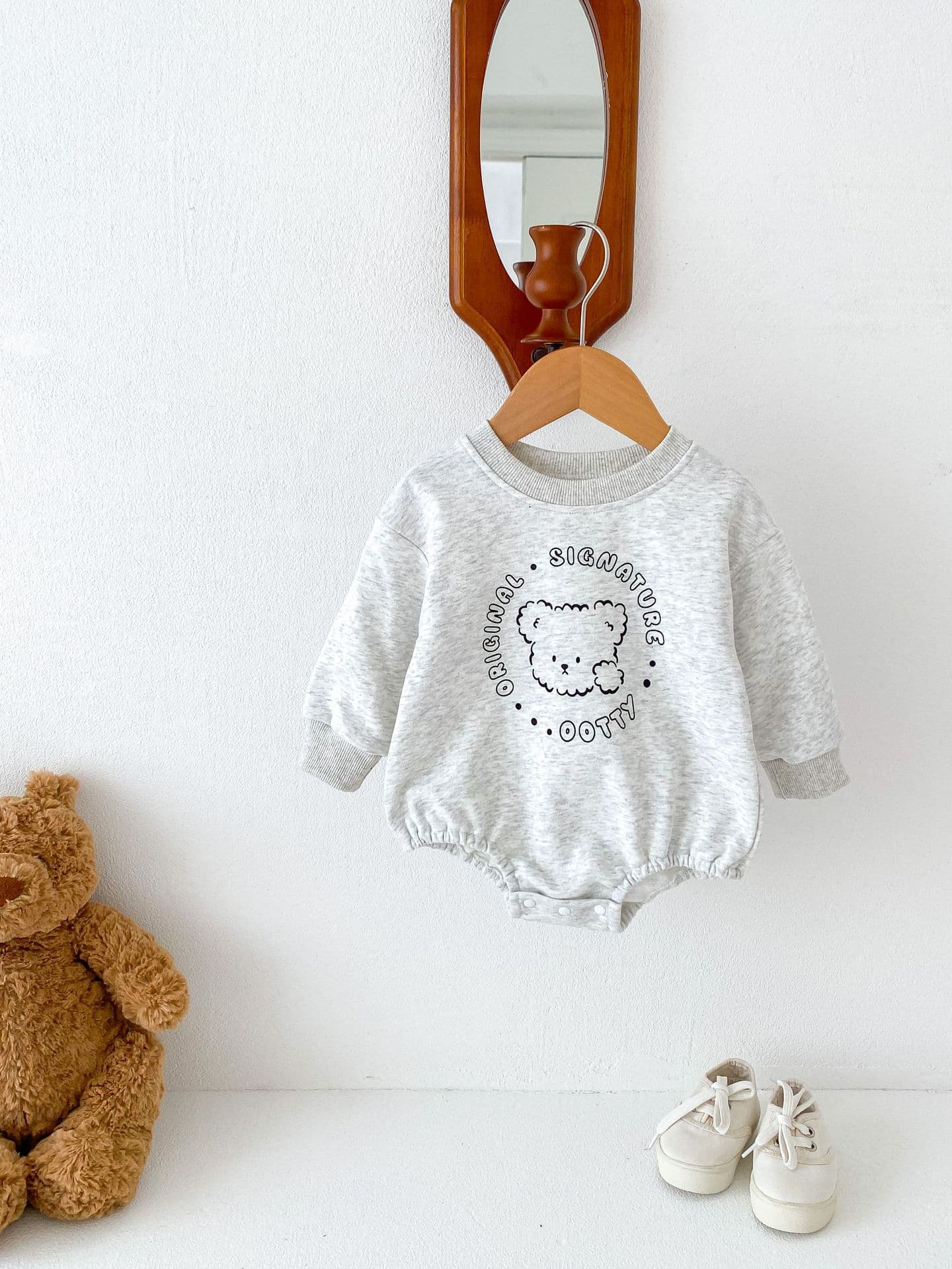 Cute Bear Print Baby Romper Long Sleeve Infant Bodysuit Autumn Fashion Kids Clothes