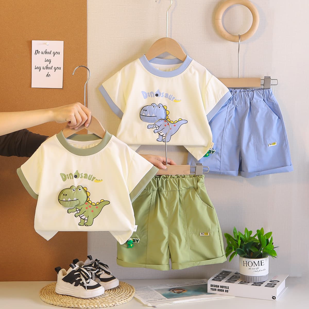 Dinosaur Round Neck Top Set