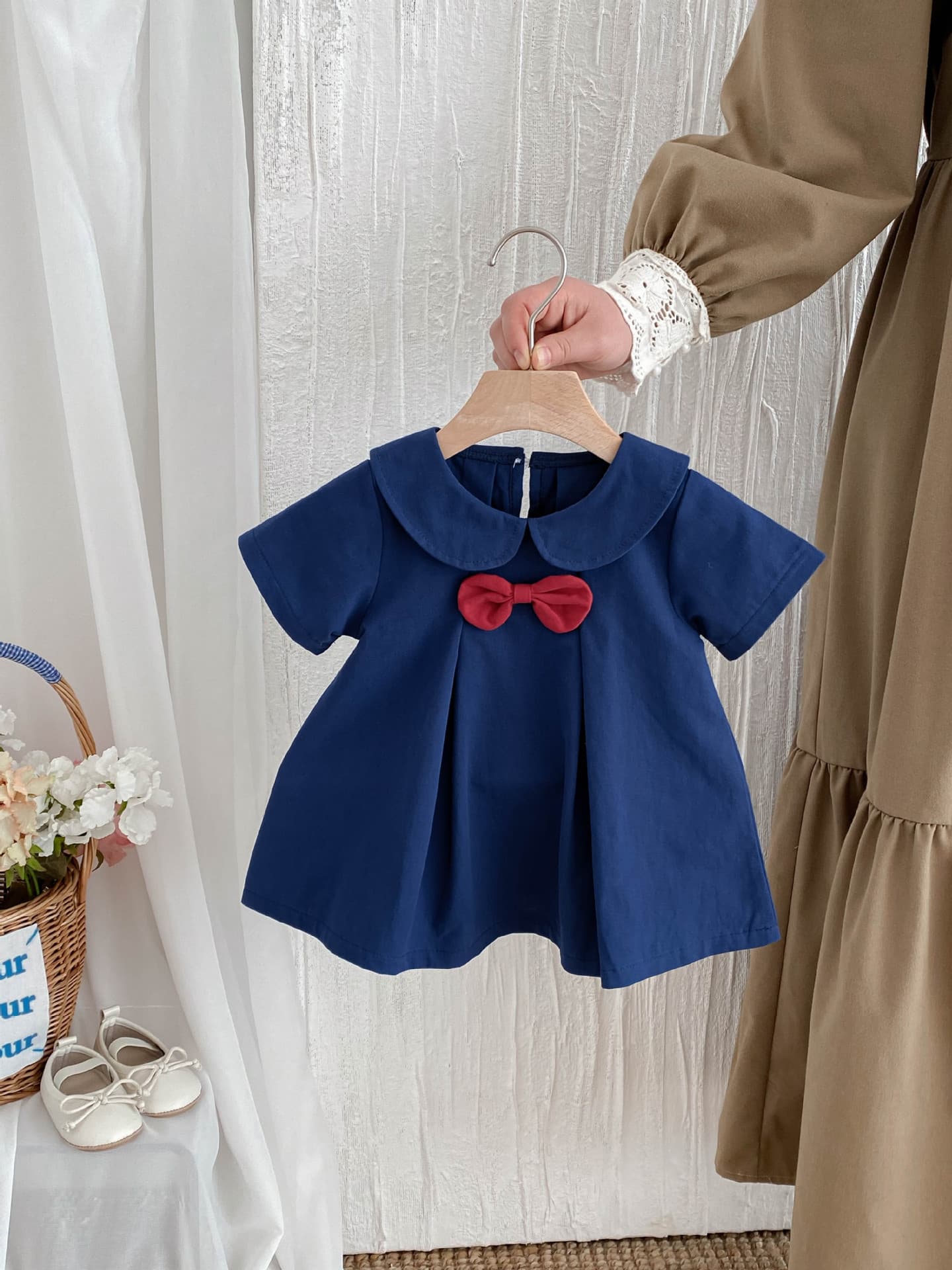 Children's Clothing Summer New Arrival Girl Baby Bow Cute Peter Pan Collar Princess Dress — alternate view